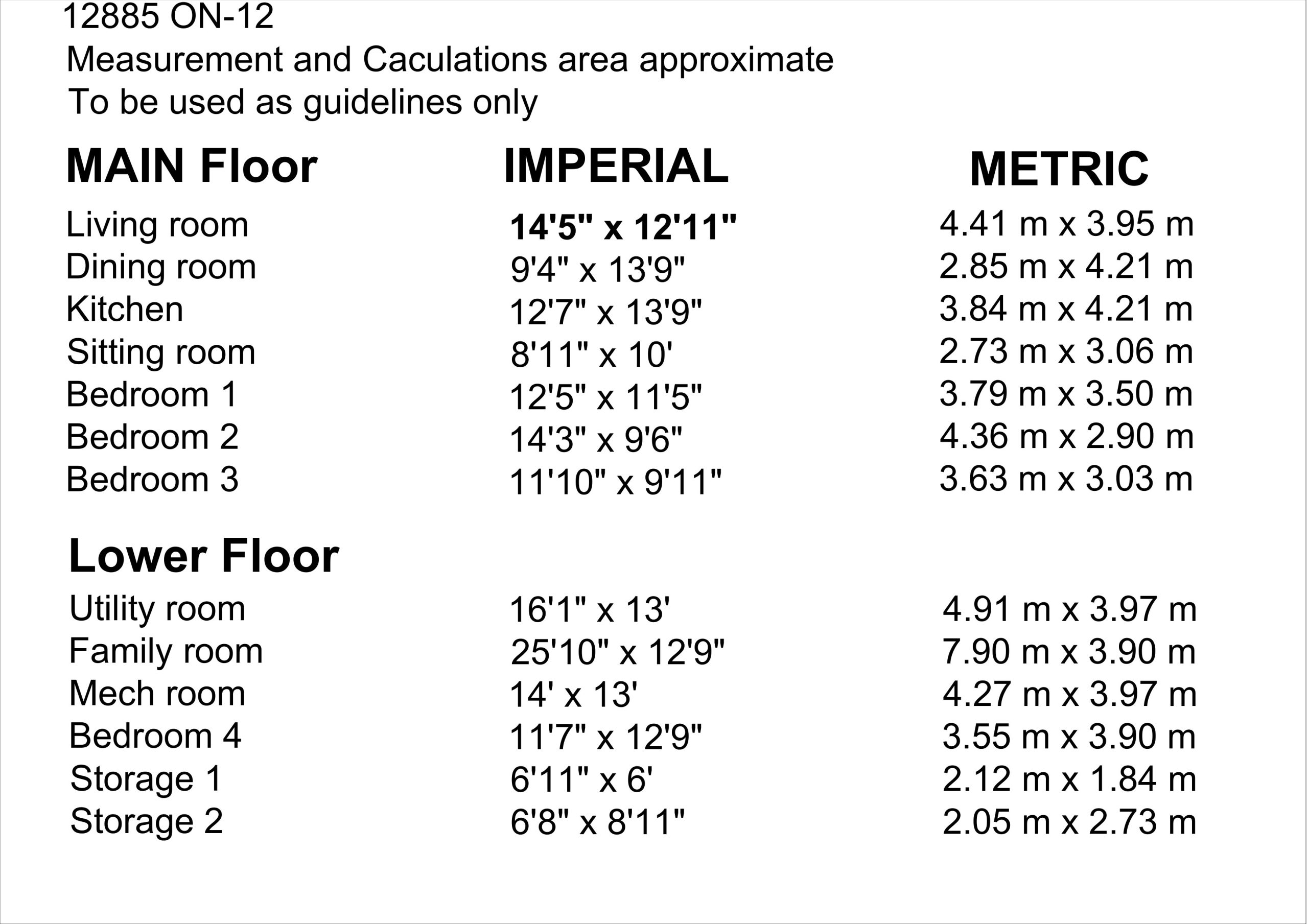 Room Dimensions